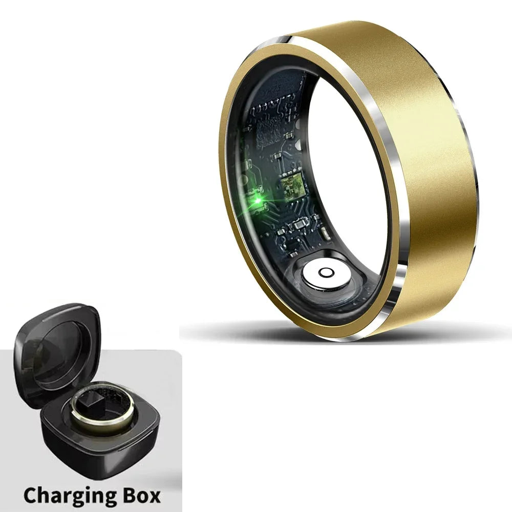 Smart Health Ring Fitness Tracker with Heart Rate & Oxygen Monitor Gold Tidesmit