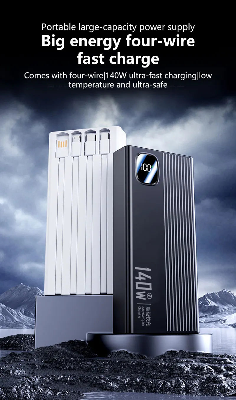 Portable Charger with 4-in-1 Cables - High Capacity Power Bank 50000mAh+ Tidesmit