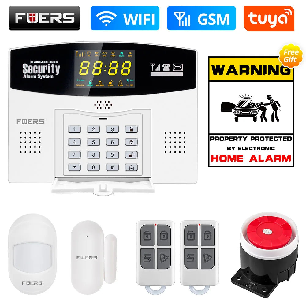 Fuers WIFI 4G 2G GSM Alarm System work with Tuya SmartBurglar Alarm Wireless Wired Security Zone Link Alexa Google Motion Sensor