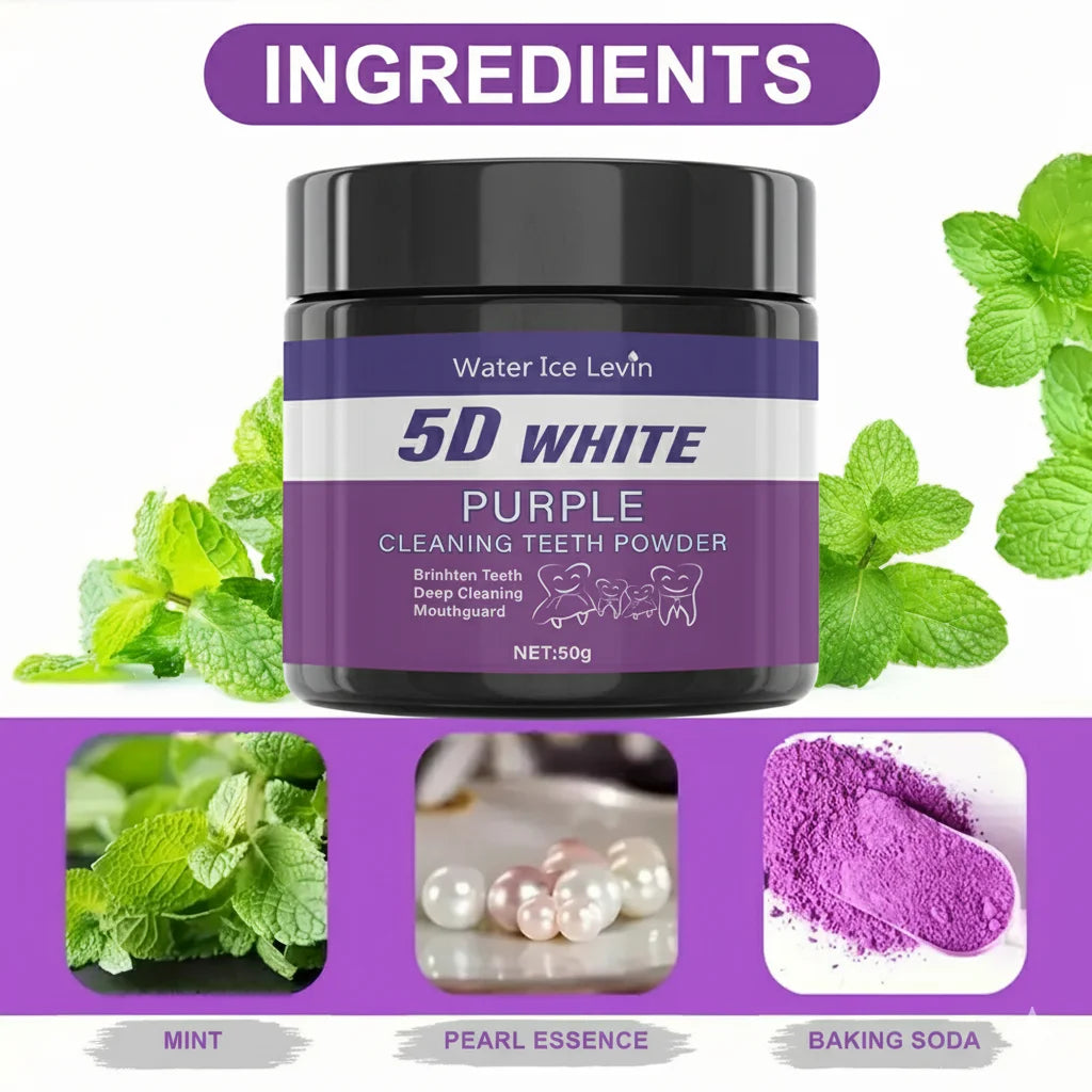 Tidesmit purple teeth whitening powder for deep charcoal stain removal and fresh breath oral care