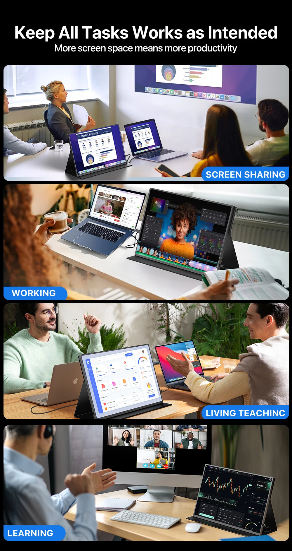 UPERFECT Portable Monitor 18 Inch 2.5K 100% DCI-P3 144Hz Gaming Display IPS LCD Panel Matte Mobile Screen FreeSync HDR With VESA