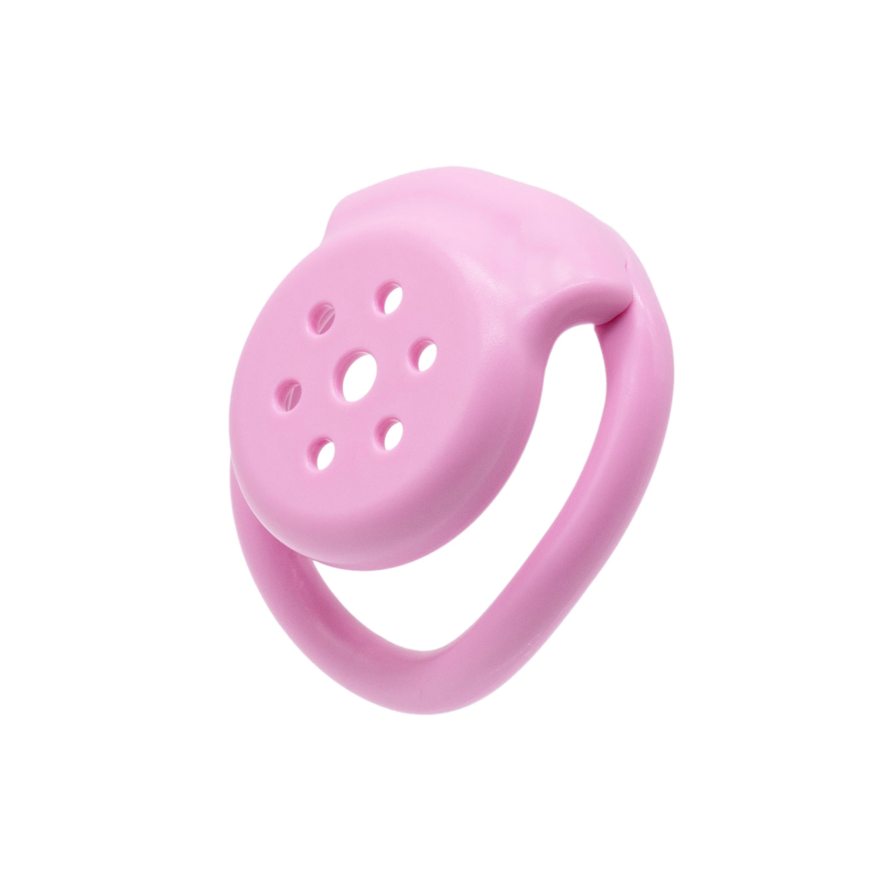 Tidesmit 6-hole flat chastity device with internal lock, compact mini CB cage for secure male bondage.