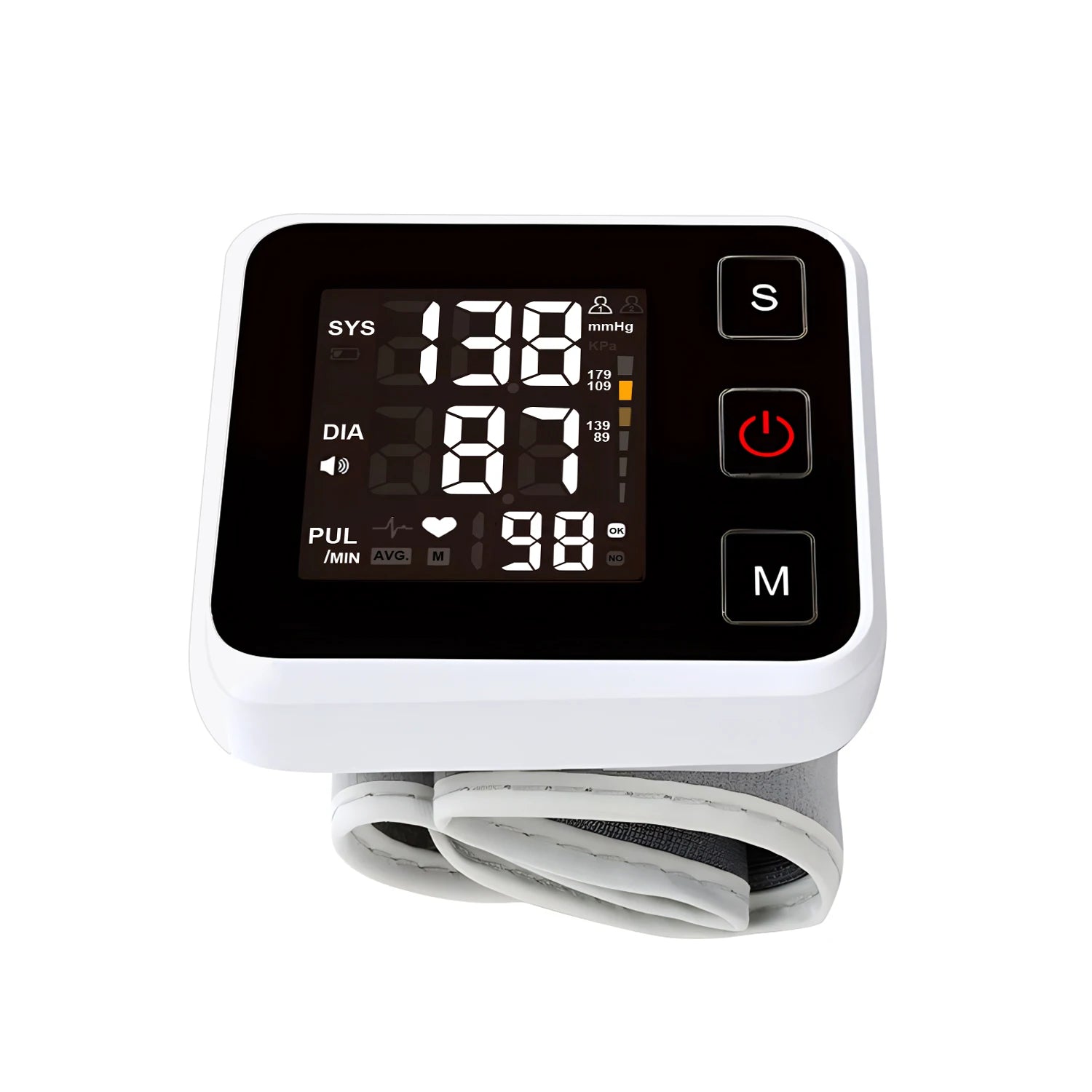 Portable Digital Wrist Blood Pressure Monitor - LCD Screen Heart Rate Pulse Meter Sphygmomanometer for Health Care