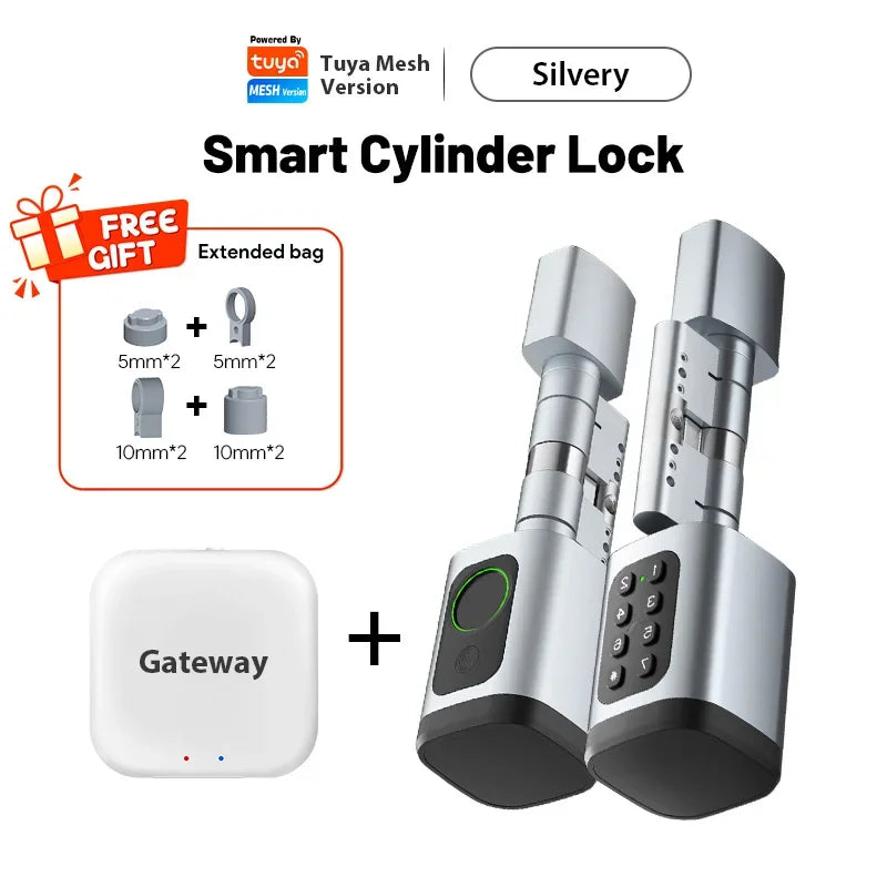 V1 Pro+ Version Adjustable TUYA APP Smart Life Fingerprint Password Digital RFID Card Cylinder Smart Door Lock for Home