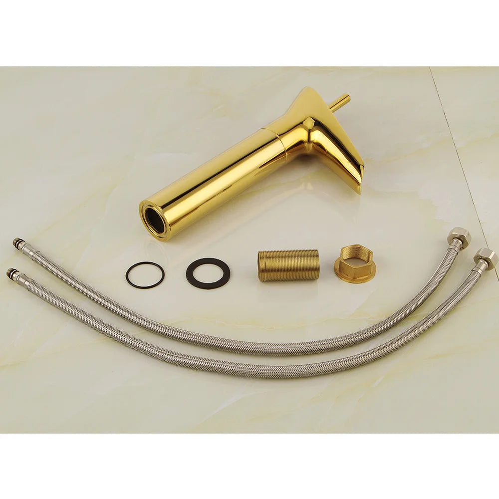 5*16*31cm Modern Golden Bathroom Faucet, Deck Mount Bathroom Single Handle Faucet for Homes, Bathrooms, Washbasins, Restaurants
