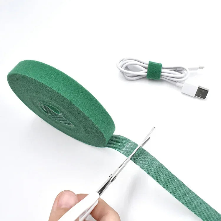Self Adhesive Plant Nylon Cable Tie Green Adjustable Plants Hook Loop Support Garden Twine Bandage Reusable Fastener Tape Strips