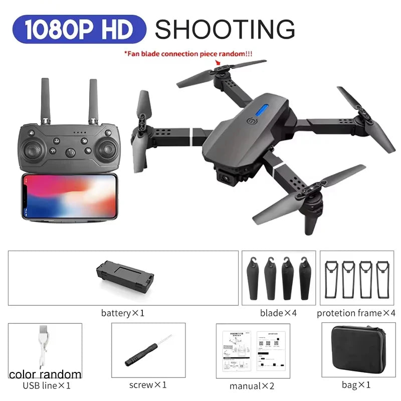 4K Camera Drone - Foldable Quadcopter with HD Lens for Beginners 1080P-Black-1B Tidesmit