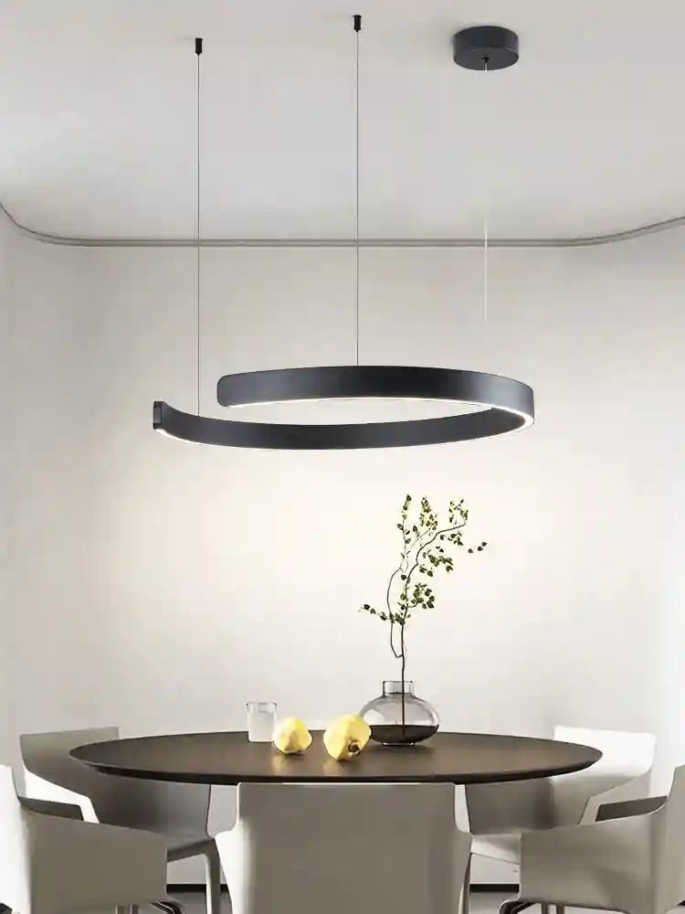 Modern 3-Ring LED Chandelier - Adjustable Dimmable Black Finish Tidesmit
