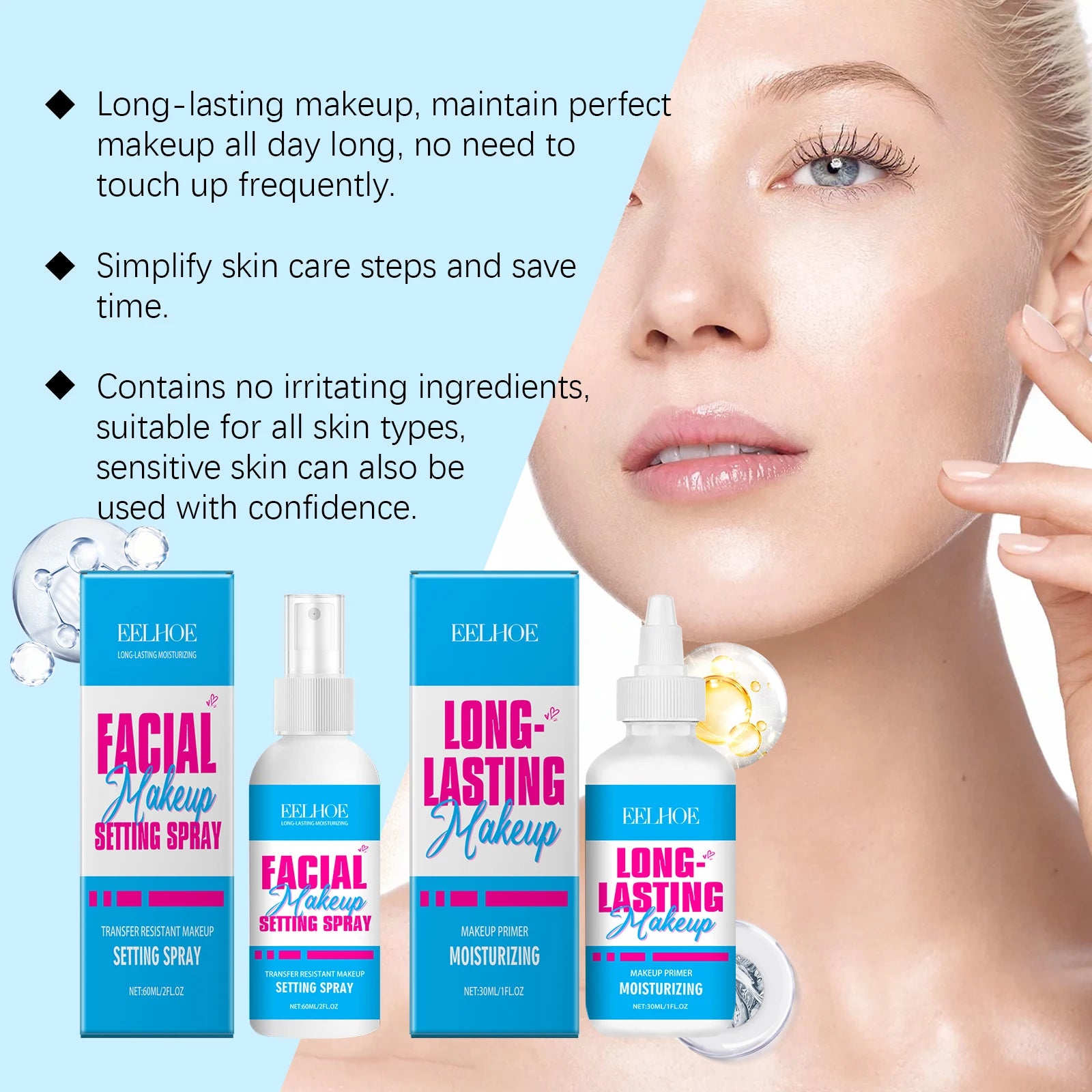 Tidesmit waterproof matte setting spray and makeup primer for long lasting oil control and natural face finish