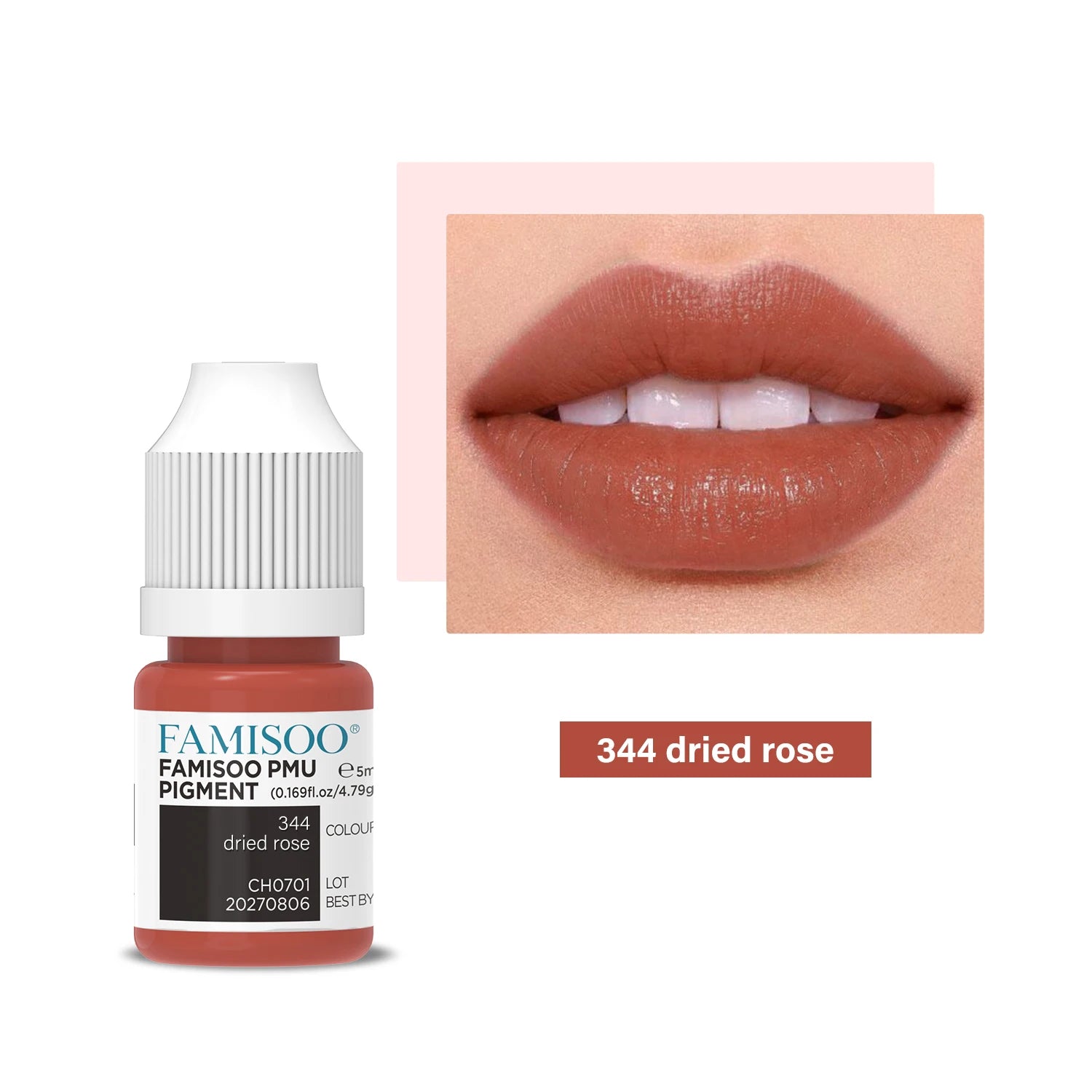 Permanent Makeup Pigment 5ml | Professional PMU Lip & Brow Ink Permanent Makeup Machines 344 Dried rose China Mainland Tidesmit