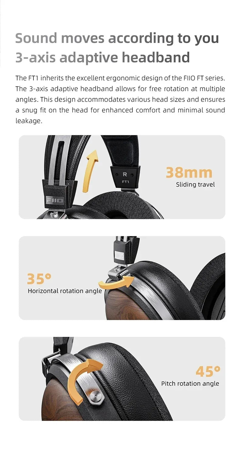 FiiO FT1 Closed-Back Wired Headphones Nanowood Fiber - Tidesmit Tidesmit