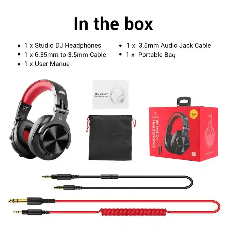 Wired Over-Ear Studio Headphones with Integrated Microphone Red Tidesmit