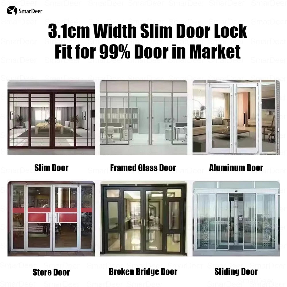 SmarDeer IP65 Waterproof Sliding Door Smart Lock，Tuya WiFi Broken Bridge Aluminum Sliding Door  Fingerprint Lock