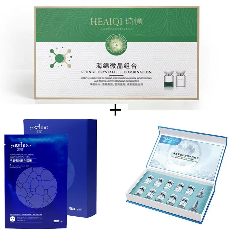 Seaweed facial peeling kit with boxed vials, plus sheet mask