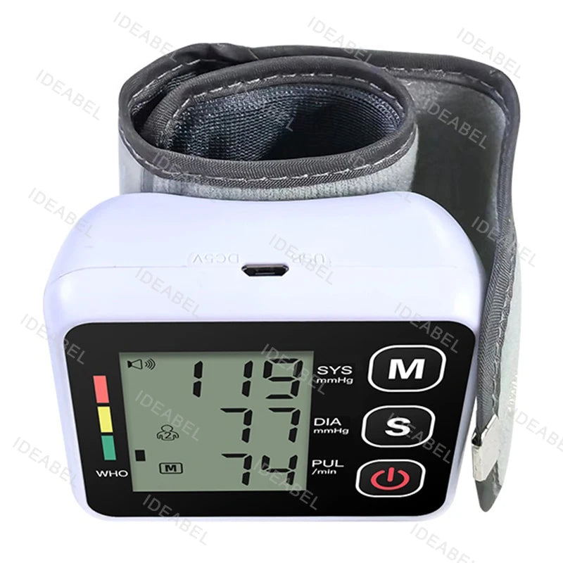 Digital Blood Pressure Monitor Wrist Tensiometer Electronic Sphygmomanometer Tonometer with LCD Forehead Digital Thermometer
