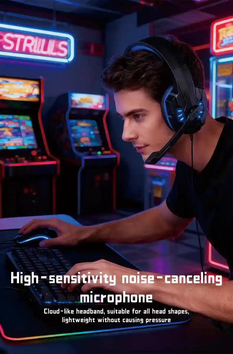 Gaming Headset with Noise Cancelling Mic - Over-Ear Stereo Sound Tidesmit