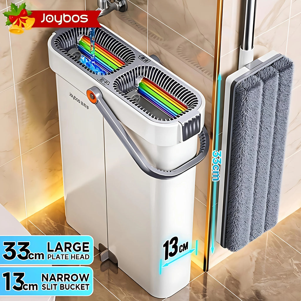 Spin Flat Mop Combo Set With Bucket Joybos 33cm Wet Dry Floor Cleaning Scraper Barrel Mops Washable Microfiber Toilet Bathroom