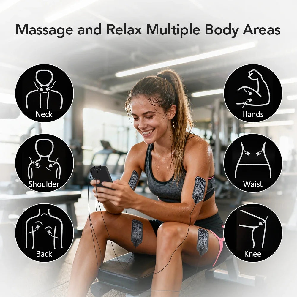 TENS Muscle Stimulator for Deep Tissue Pain Relief - Rechargeable Black Massage Chairs Tidesmit