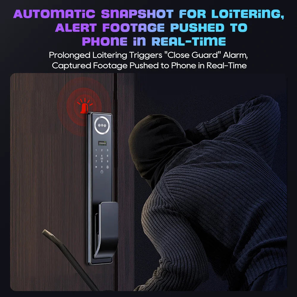 Tuya APP 3D Face Recognition Unlock Digital Door Lock With Camera FIngerprint Password Unlock Keyless Electronic Door Lock