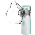 White and mint nano eye steamer and humidifier mask for dry eye relief, fatigue, and moisturizing facial mist therapy.