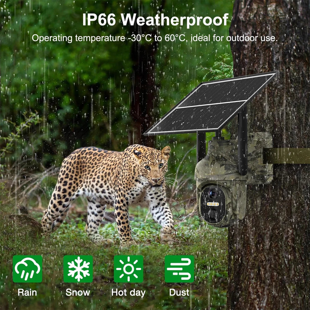 2K 3MP 4G Sim Card LTE Cellular Solar Powered Trail Hunting Wildlife Motion Activated Security Camera Outdoor Color Night Vision