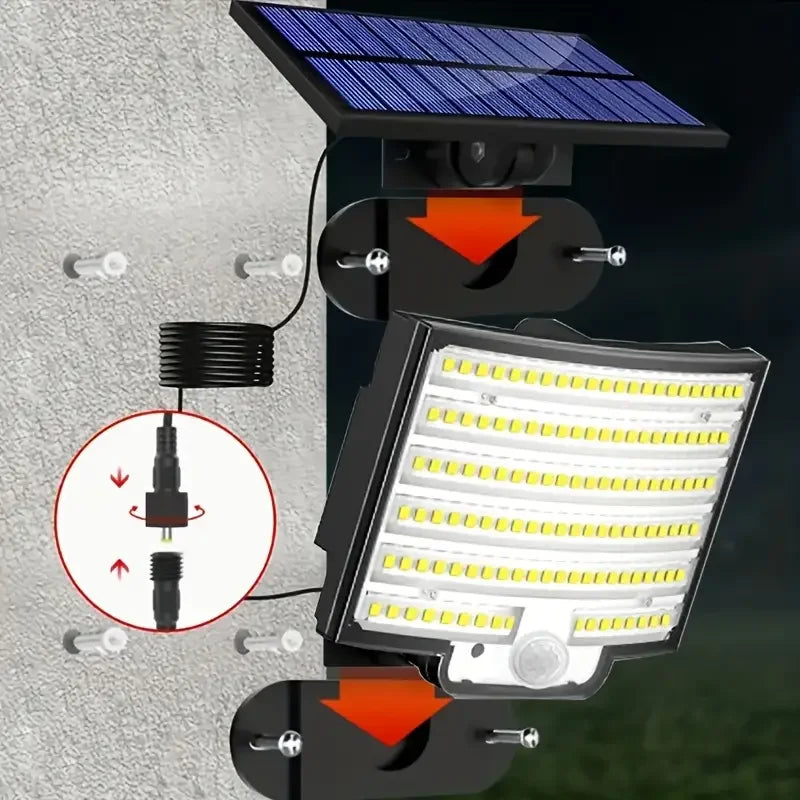 1PC/2PCS 252 LEDs Solar Powered Outdoor Lamp, Split Panel Solar Motion Sensor Security Flood Lamp, 3 Modes, IP65 Waterproof for Garden Yard Driveway Decor Lighting