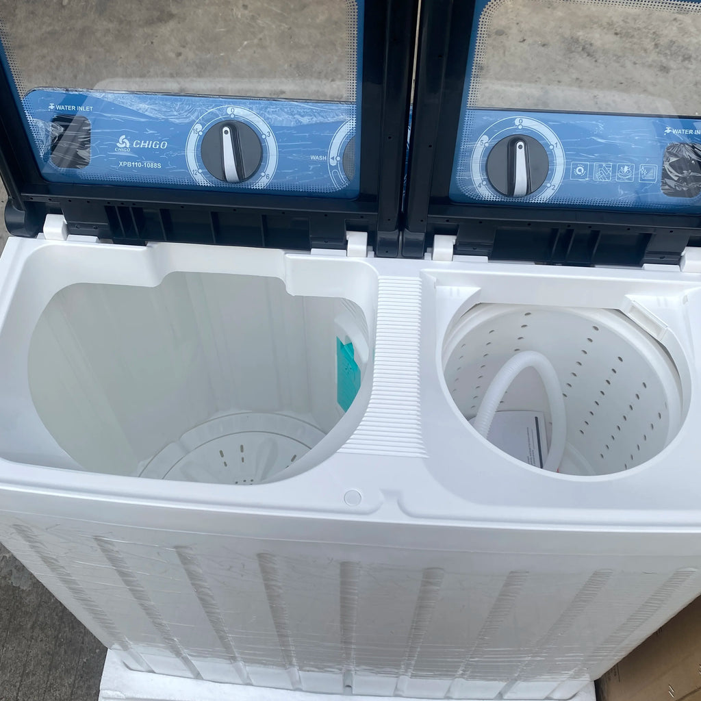 Tidesmit 11kg twin tub washing machine with dual tubs showing side control panel and large capacity laundry design