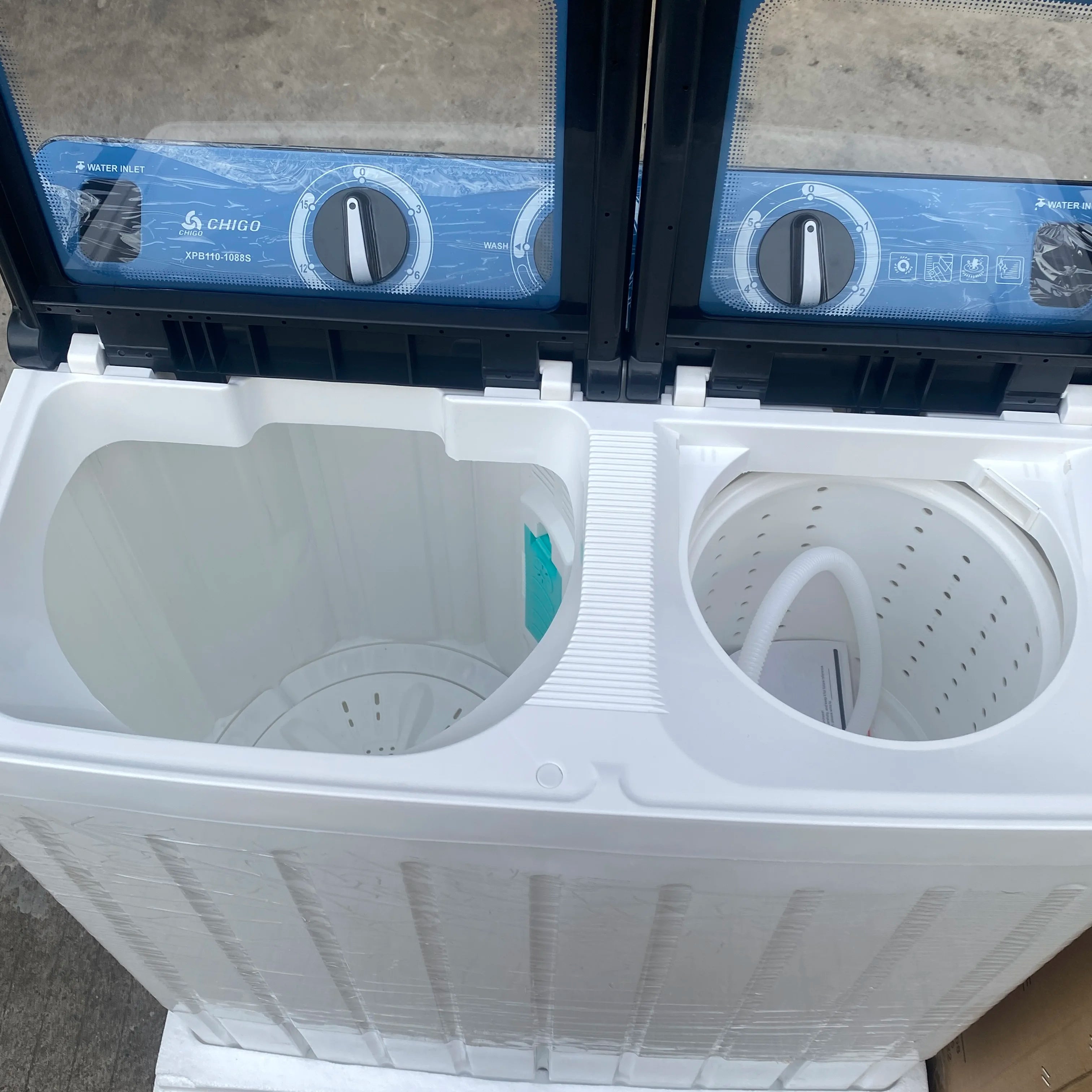 Tidesmit 11kg twin tub washing machine with dual tubs showing side control panel and large capacity laundry design