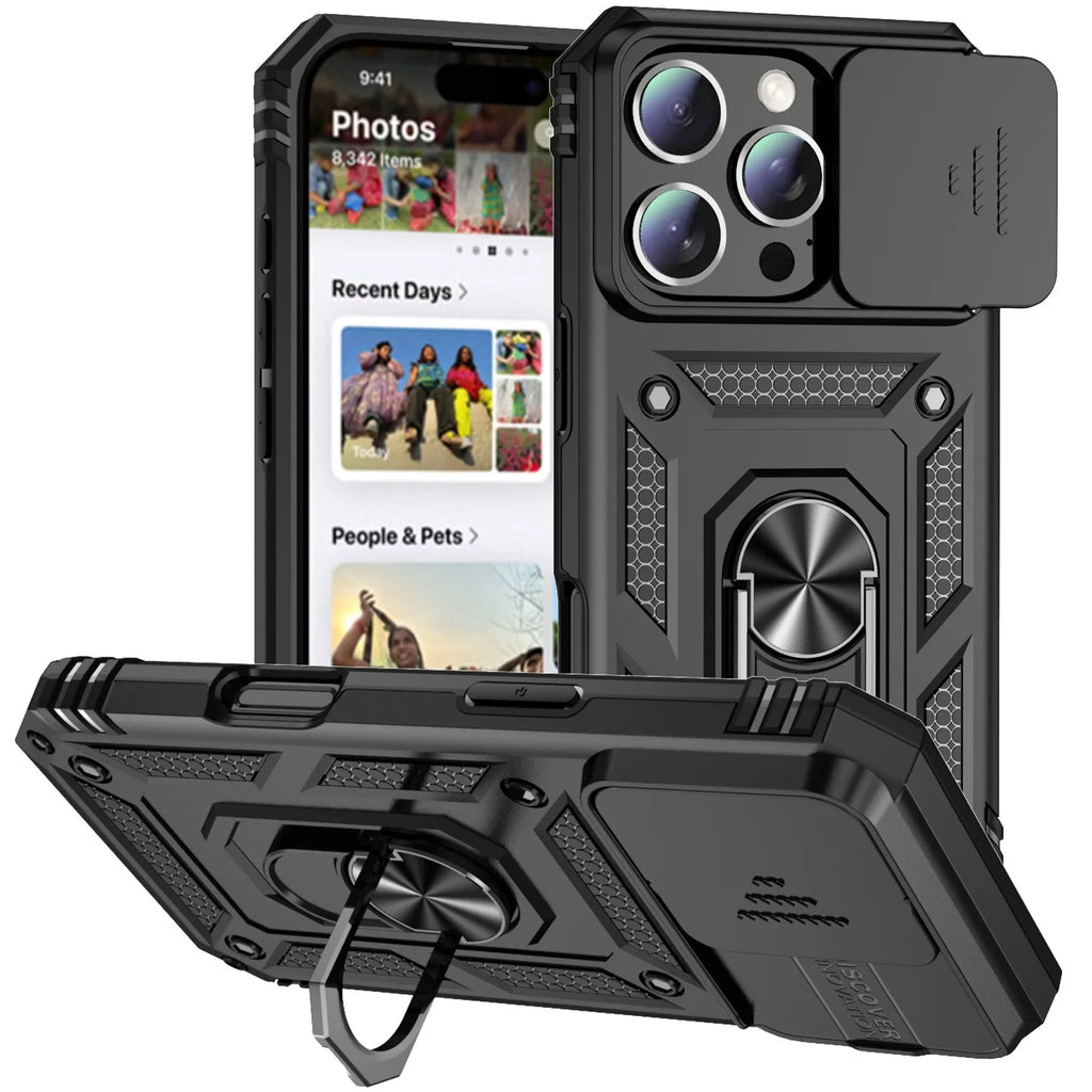 iPhone 16 Pro Max Case with Ring Stand and Lens Cover - Tidesmit Tidesmit