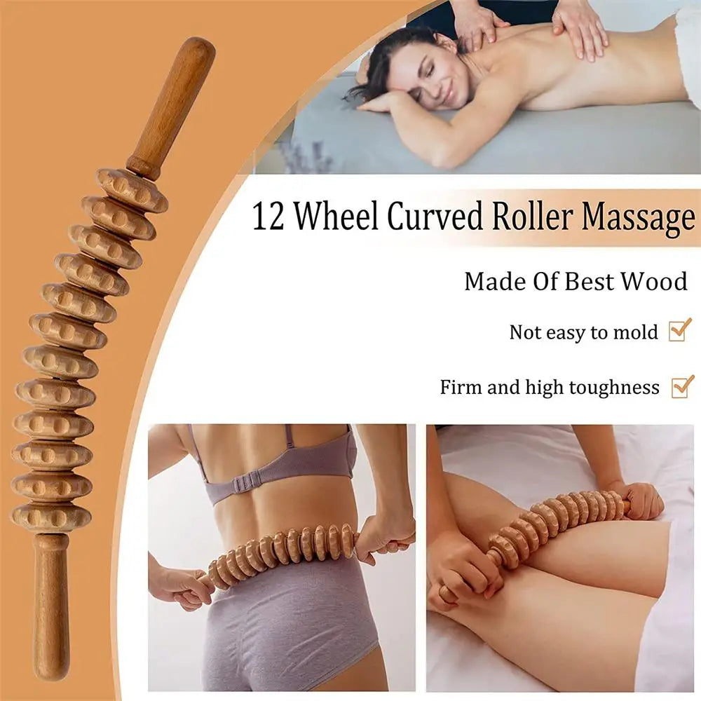 Wood Therapy Massage Tools for Body Contouring | 6 Piece Kit Relaxation Treatment Tidesmit