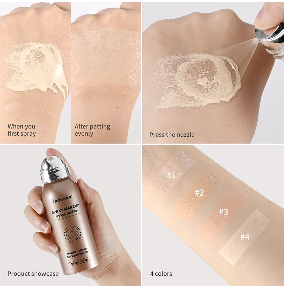 Tidesmit natural lightweight breathable foundation spray providing a long-lasting matte finish for flawless face makeup