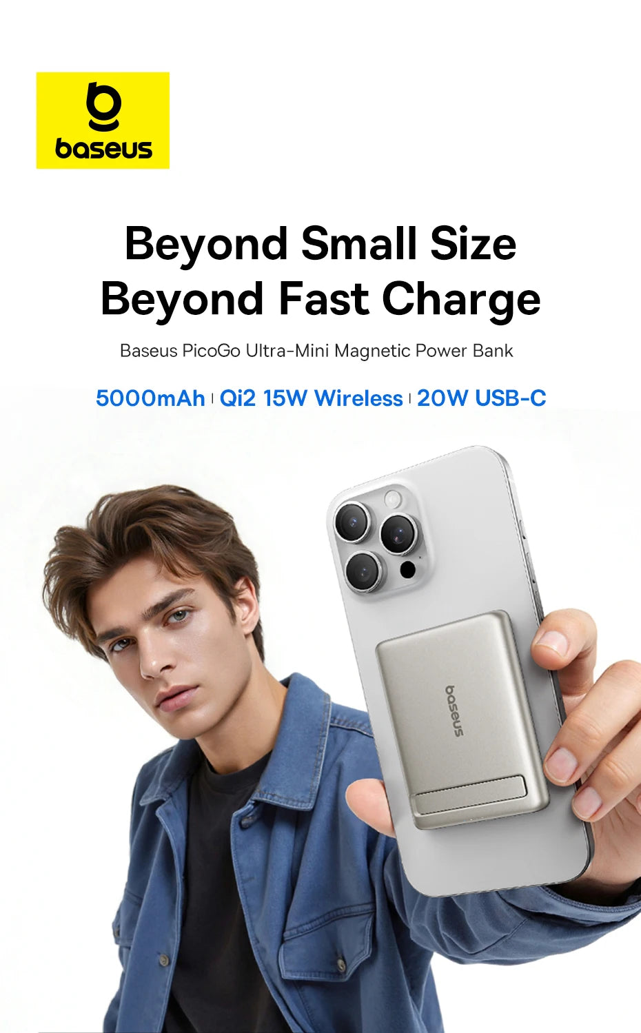 Magnetic Power Bank 5000mAh Wireless Charger with Kickstand Tidesmit