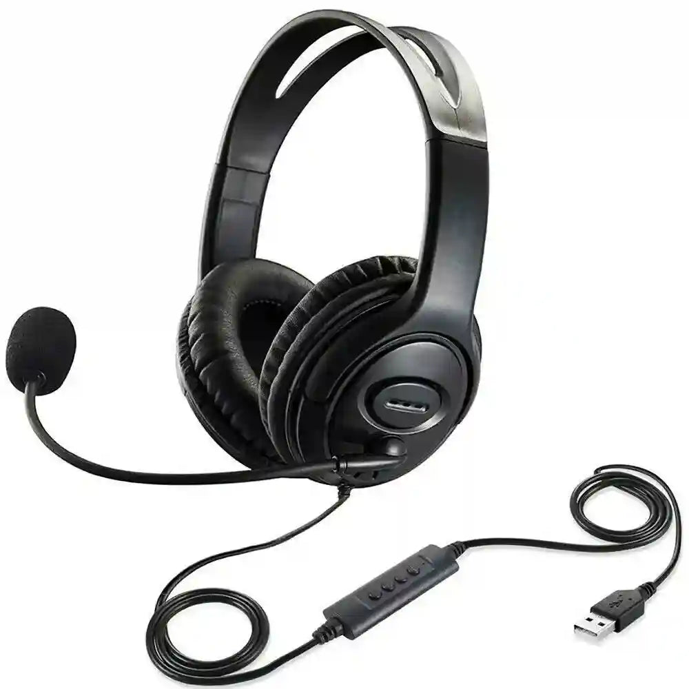 USB Wired Headset with Noise Cancelling Mic for PC - Black black China Mainland Tidesmit
