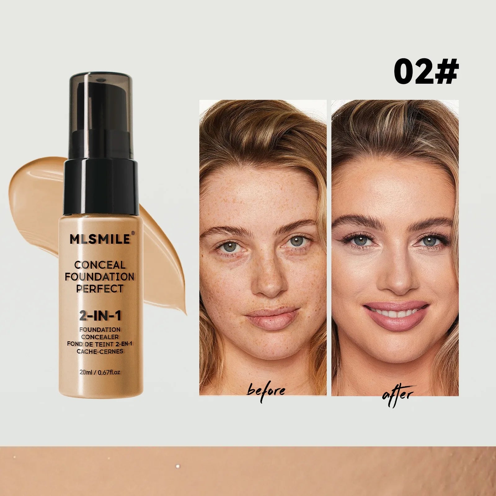 Tidesmit matte liquid foundation texture close-up showing long-lasting oil control face makeup and concealer