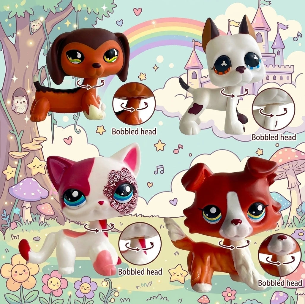Rare LPS bobble head collectible toy set featuring cute animal figures for kids and collectors.