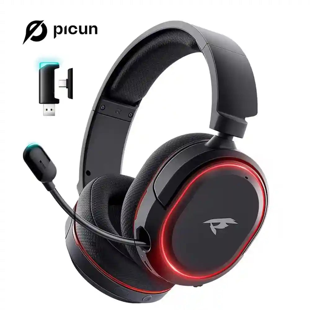 Wireless Gaming Headset with 7.1 Surround Sound and Low Latency Audio Black Red Tidesmit