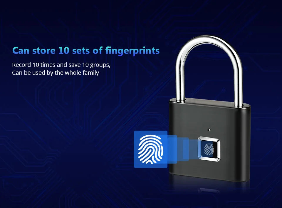 KERUI Fingerprint Lock Keyless USB Charging Smart Padlock Anti-theft Zinc Waterproof Door Lock 0.2sec Unlock Portable Door Lock