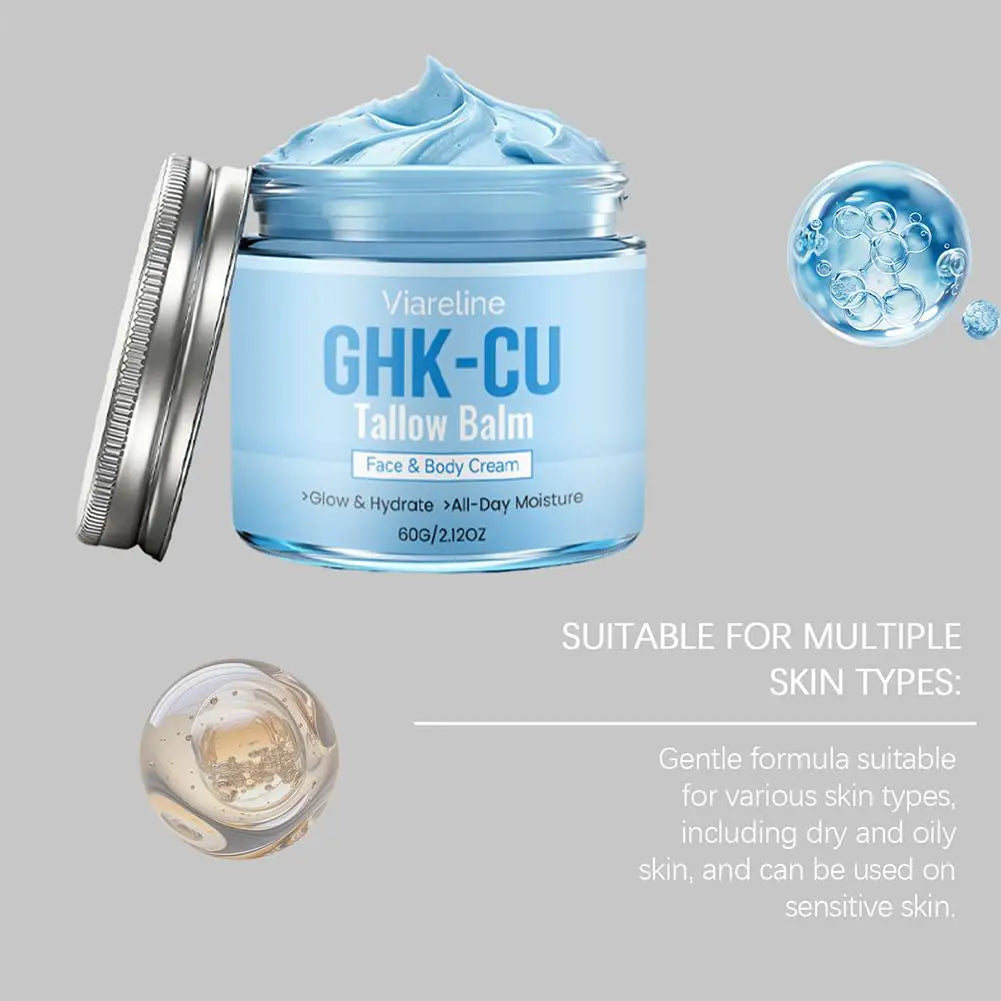 GHK-CU Copper Peptides Beef Tallow Cream Manuka Honey Blue Balm Face Body Moisturizer for Mature Dry Sensitive Skin Care