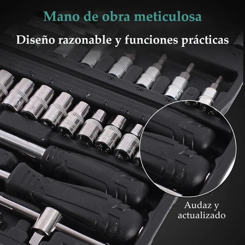 EAFC 46 PCs Automotive Repair Hand Tool Set Mechanic'S Tool Box 1/4"Socket Spanner Ratcheting Screwdriver Ratcheting Screwdriver
