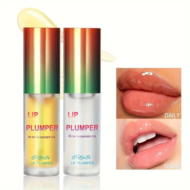 Ginger And Mint Lip Plumper Oil - Hydrating Volumizing Serum for Full Lips Lip Care 2pcs Tidesmit