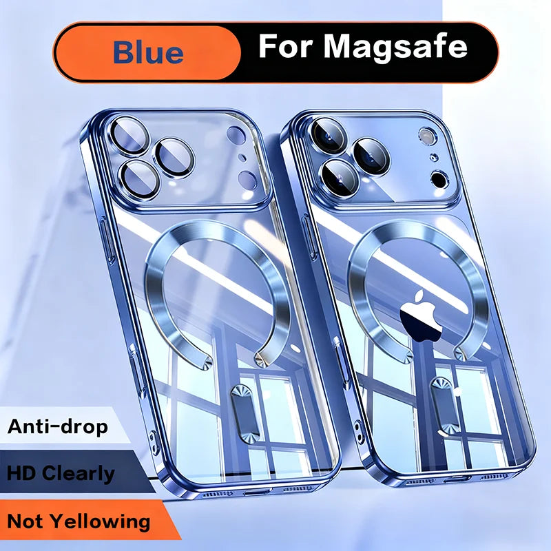 Magnetic Clear Phone Case: Shockproof Wireless Charging Protection Blue Tidesmit