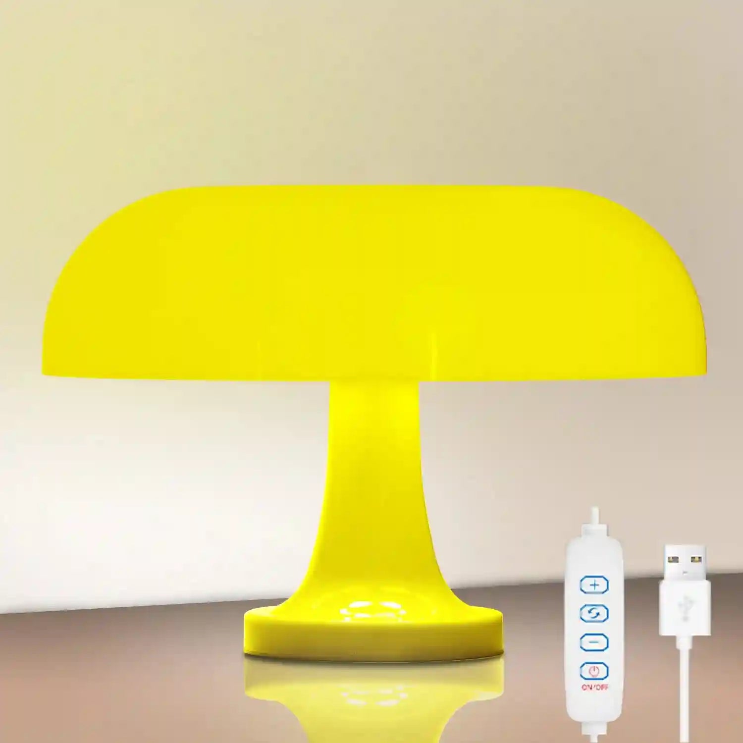 Mushroom Table Lamp - Bauhaus Bedside LED Light, 25cm Adjustable Desk Lamp yellowusb plug 28cm Tidesmit