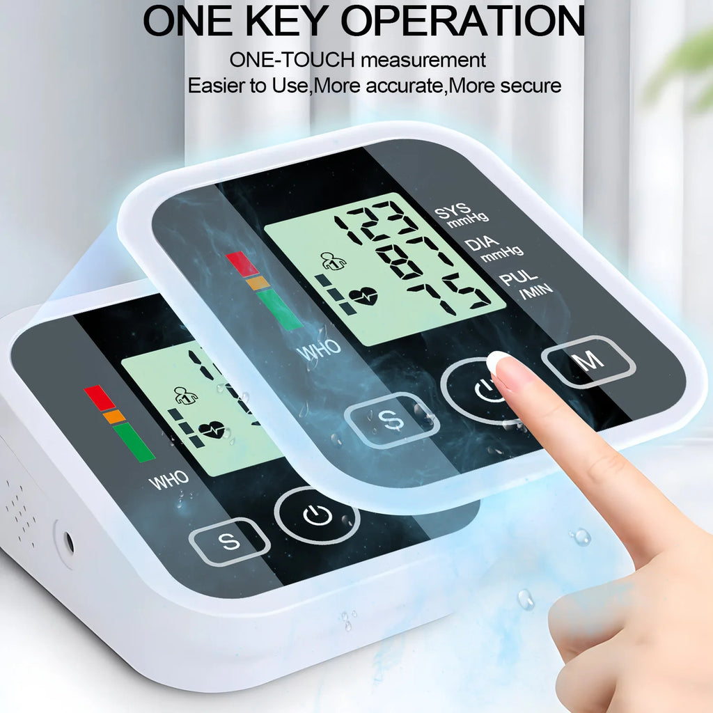 LCD Backlight Digital Upper Arm Blood Pressure Monitor Automatic Home Medical Sphygmomanometer BP Tonometer Heart Rate Meter