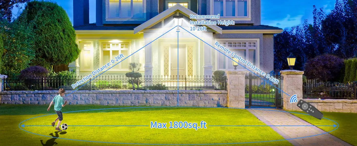2 Pack Solar Street Light Outdoor, 4000W LED Solar Powered Flood Light with Remote Control, Motion Sensor Dusk to Dawn Security Lighting, IP66 Waterproof for Yard Driveway Garden Deck Garage