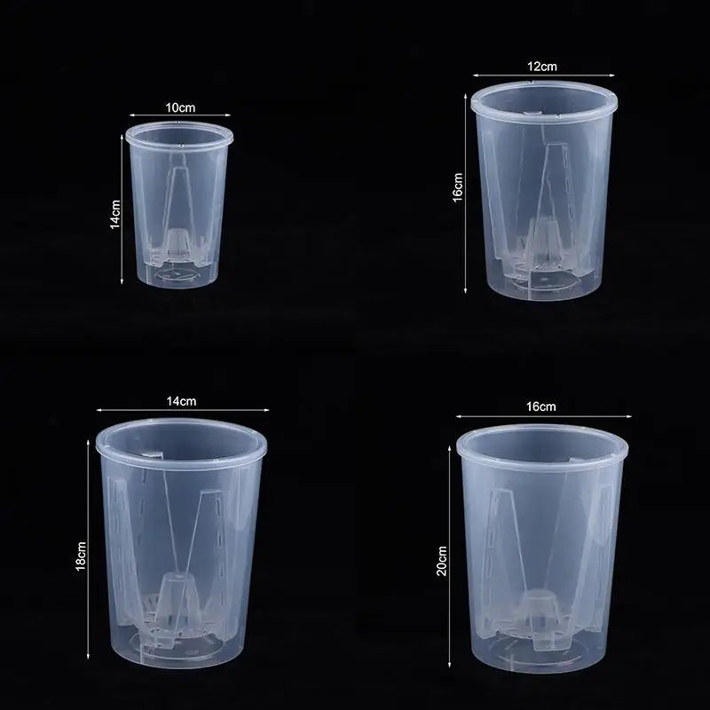 Double-Layer Automatic Watering Flower Pot Plastic Transparent PlanterW Holes Butterfly Orchid Root Control Pots Gardening Tool