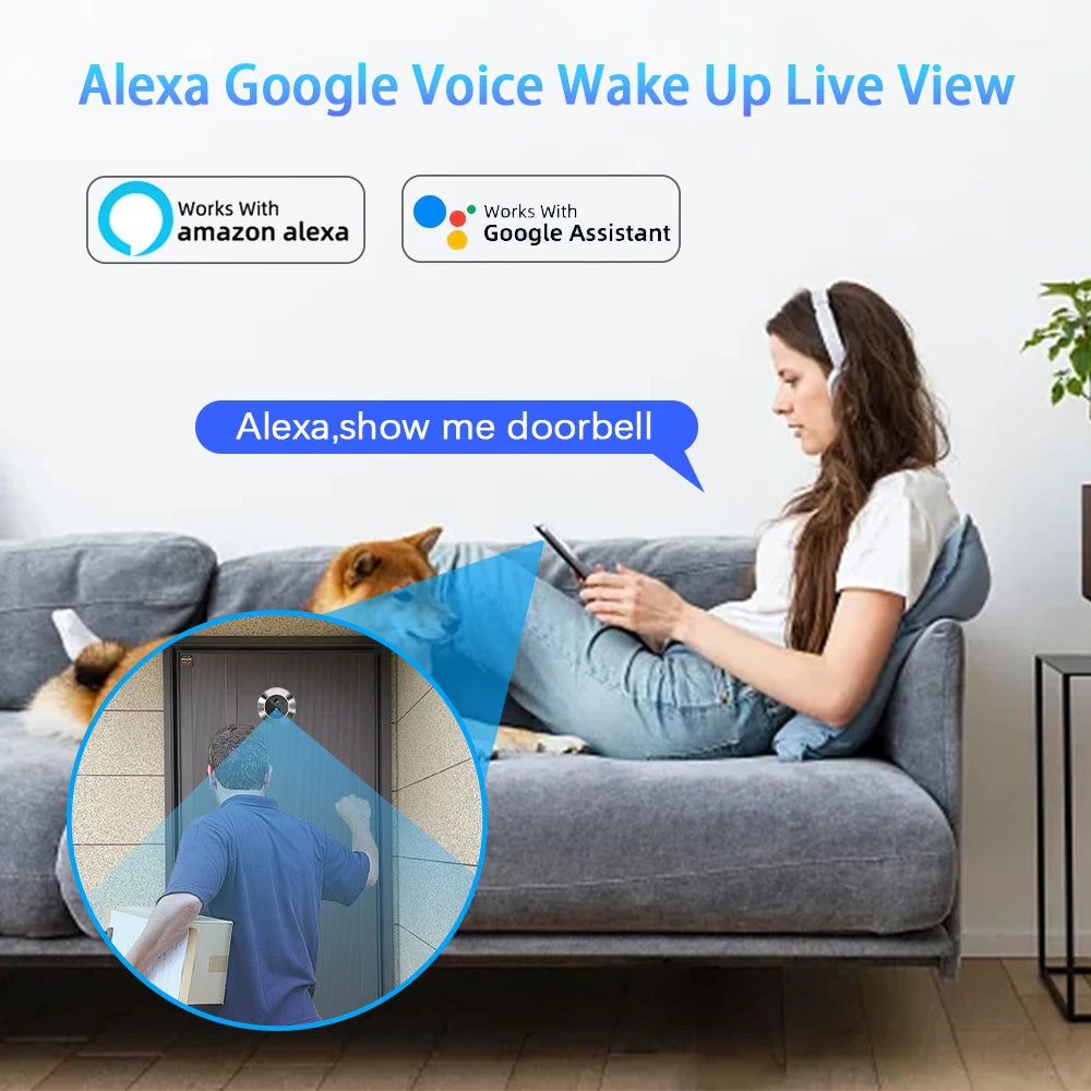 4.3inch Digital Access Control Video Doorbell Battery-Mini Wifi Electronic Cat Eye Night Vision1080P Auto Sensor Door Eye Camera