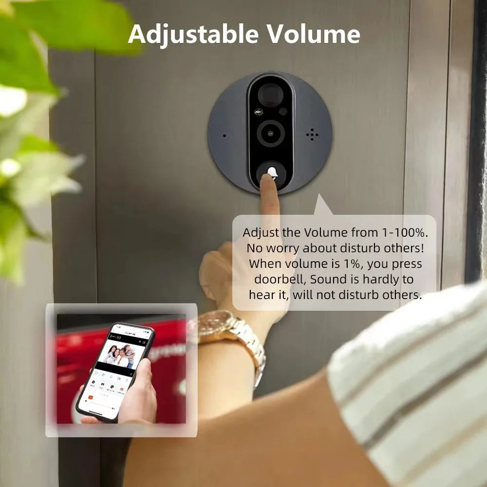 4.3'' IPS Screen Smart life/Tuya APP 2.4G 3MP Wireless wifi Video Intercom Doorbell eye PIR High-definition Visual Monitoring