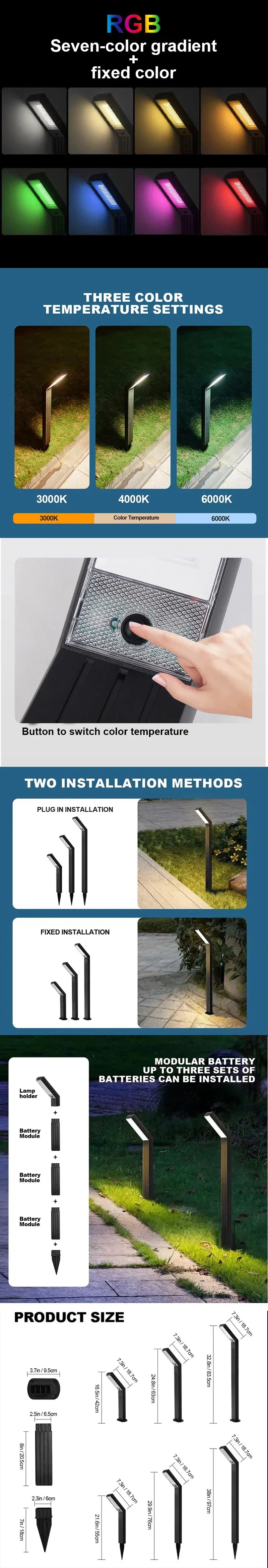 Solar Outdoor Lights Solar Garden Light LED Landscape Lighting IP65 Waterproof Pathway  Lawn Lamp Decor for Walkway Patio Yard
