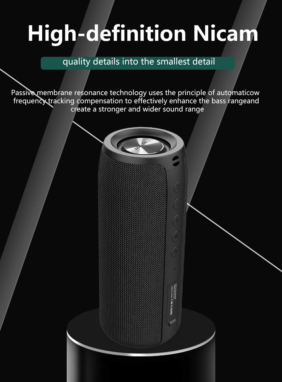 ZEALOT S51 10W Wireless Speakers, 1800mAh Battery, 10 Hours Playtime Loud Stereo, Booming Bass.