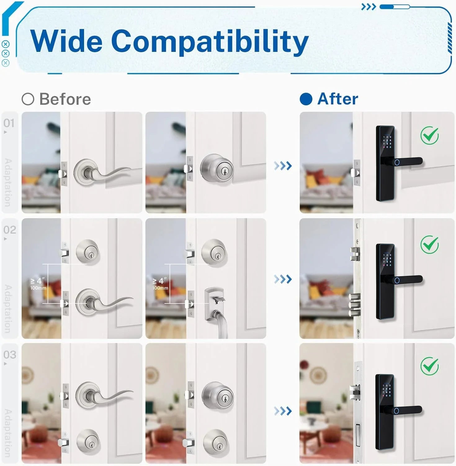 IP65 Waterproof Fingerprint Lock Electronic Door Lock Keyless Entry Door Lock for Front Door Easy Setup and Installation